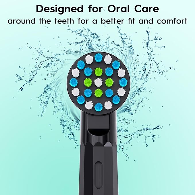 8 Count Replacement Toothbrush Heads Compatible with Braun Oral b 7000/Pro 1000/9600/ 5000/3000/8000/Genius and Smart Electric Toothbrush, Black/White