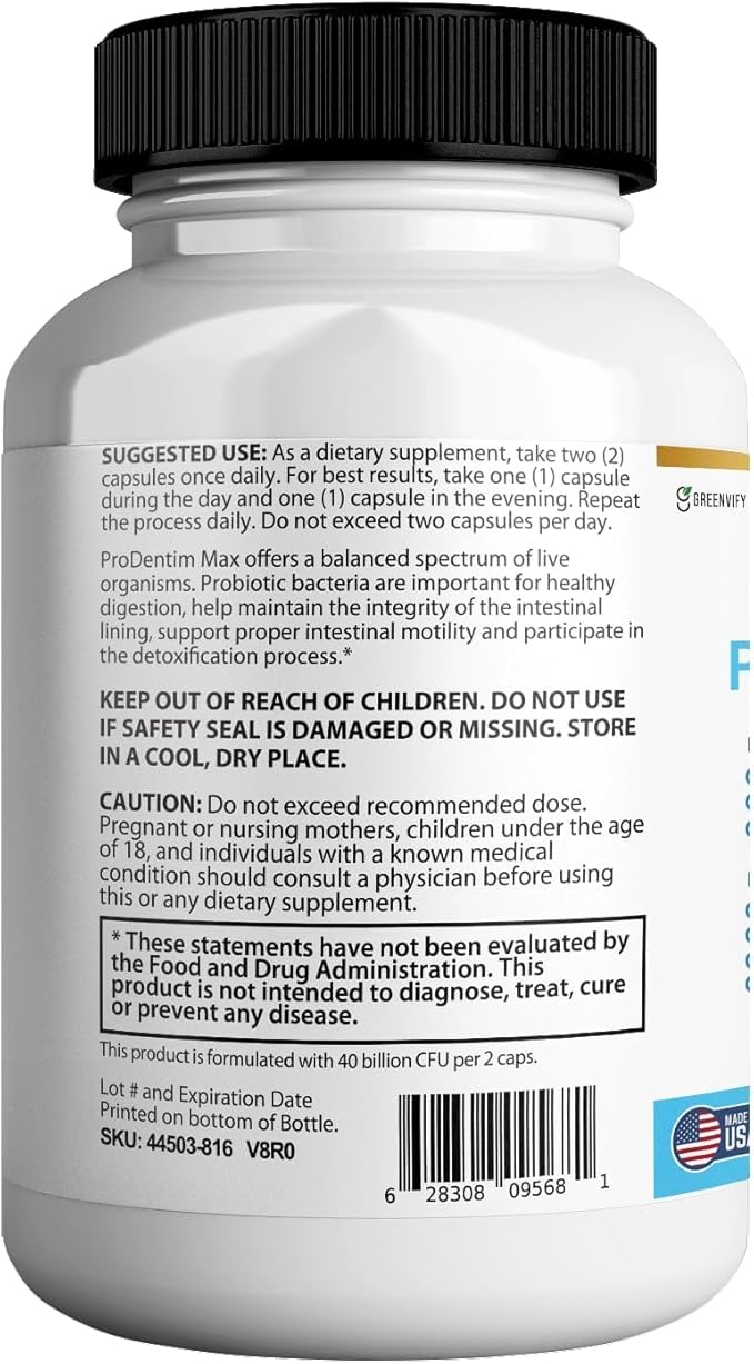 DentimPure Max Extra Strength Probiotic Supplement with 40 Billion CFU – Supports Teeth, Gums, Ear, Nose, Throat & Digestive Health – 60 Capsules (4)