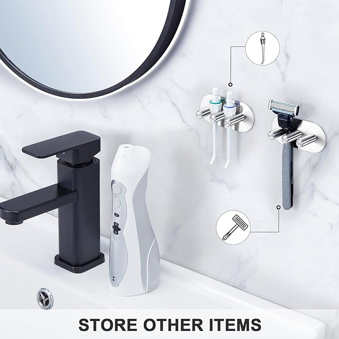 Electric Toothbrush Head Holder, Toothbrush Holders Wall Mounted, Adhesive Tooth Brush Head Holder Organiser, Electric Toothbrushs Holder, Shower Tooth Brushing Holder (Silver, Small)