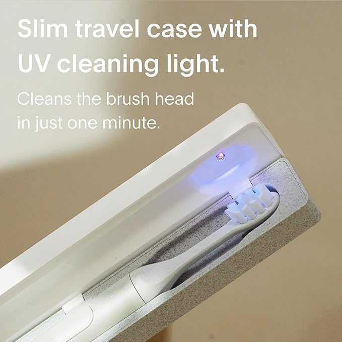 SURI 1.0 Sonic Electric Toothbrush with UV Cleaning Travel Case | 1 Month+ Battery | Designed in California | Electric Toothbrush for Adults | Travel Toothbrushes | Tooth Brush | White