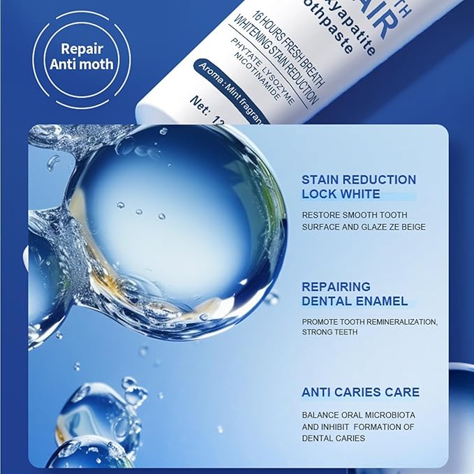7.5% Hydroxyapatite Toothpaste, 7.5% Hydroxyapatite Toothpaste for Enamel Protection and Tooth Strengthening, White Tooth Repair, Sensitive Teeth, Gentle Mint, Daily Use for Oral Health (2)