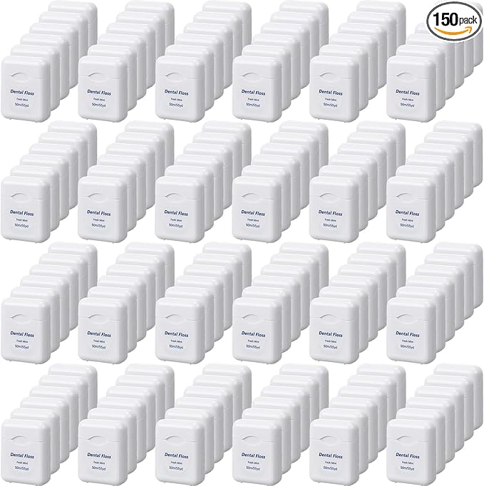 Honeydak 150 Pack Dental Floss Bulk Mint Flavored Floss 50m Each Travel Dental Floss Oral Care for Teeth and Gum Protection (White)