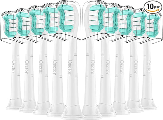 Fit for Philips Sonicare Replacement Heads, Toothbrush Replacement Brush Heads Compatible with Phillips Sonicare Click on Electric Toothbrush, 10 Pack