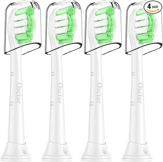 Osctor Fit for Sonicare Replacement Heads, Toothbrush Replacement Brush Heads Compatible with Philips Sonicare Click on Electric Toothbrush, 4 Pack, White