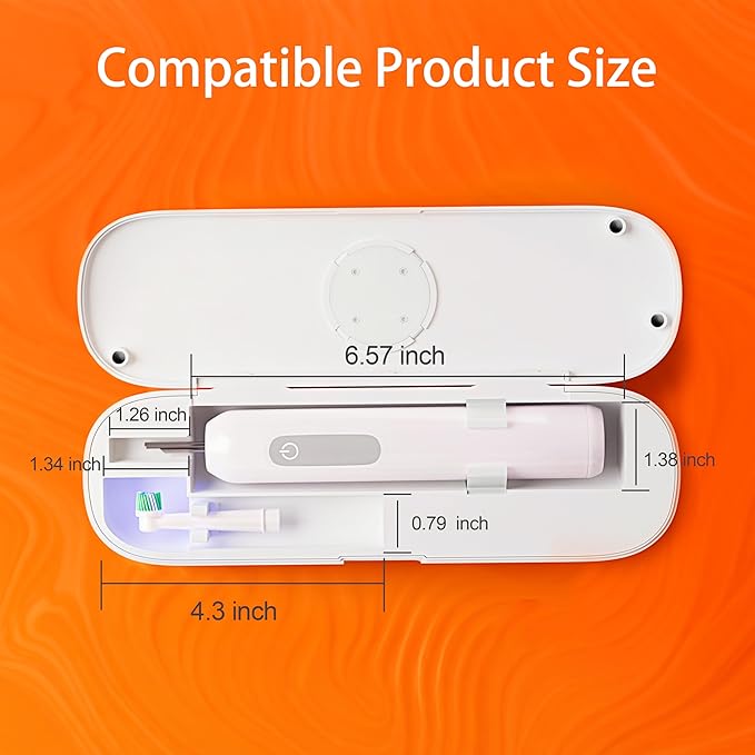 iHave Toothbrush Sanitizer Travel Case for Electric Toothbrush, Portable UV Toothbrush Case with 4-Hour Smart Disinfection Cycle, USB Rechargeable, 100-Day Long Standby