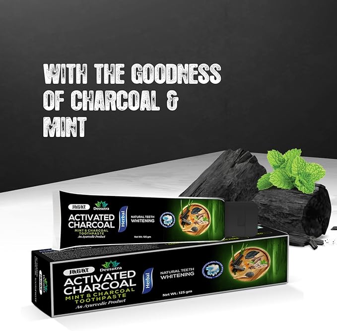 Jagat Activated Charcoal Toothpaste Pack of 3 – Teeth Whitening Tooth Paste with Charcoal Flavor, Fluoride Free Toothpaste for Adult, Natural Travel Tooth Paste, Vegan, Non Toxic, Gluten Free
