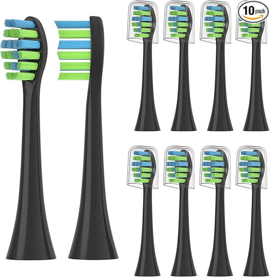 YMPBO 10 Pack Toothbrush Replacement Heads Compatible with 7AM2M AM100/AM105/AM110 Electric Toothbrush, Soft Brush Bristles, Black