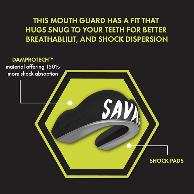 DAMAGE CONTROL Extreme Impact Mouth Guard – Sports Mouthguard for Boxing, MMA, BJJ, Hockey, Rugby, Lacrosse, & More – Mouthpiece for Teeth & Jaw Protection, for Youth & Adults (Savage EI)