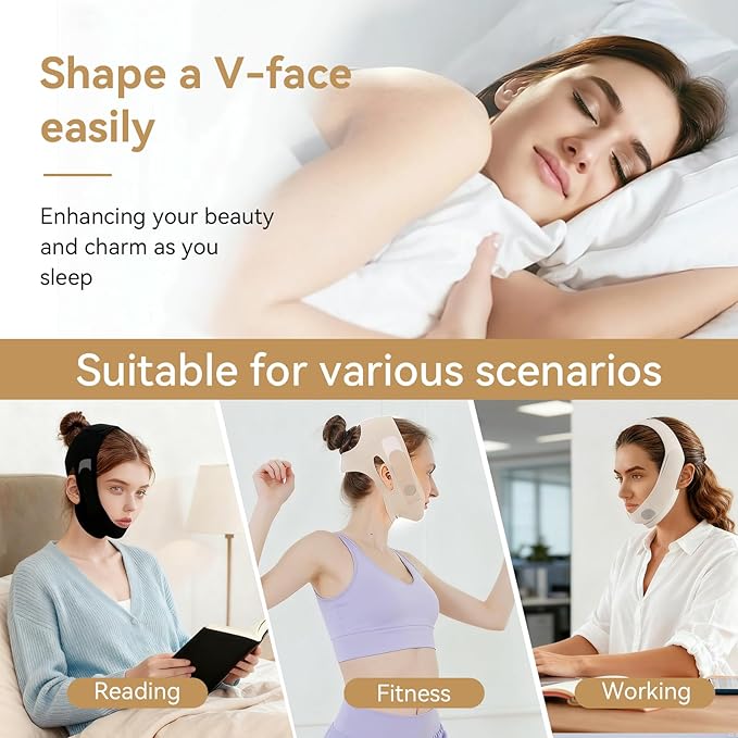 Chin Strap for Sleeping, V Line Lifting Mask & Double Chin Reducer, Reusable Material for Jawline Face Slimming, 3D Breathable and Comfortable Design