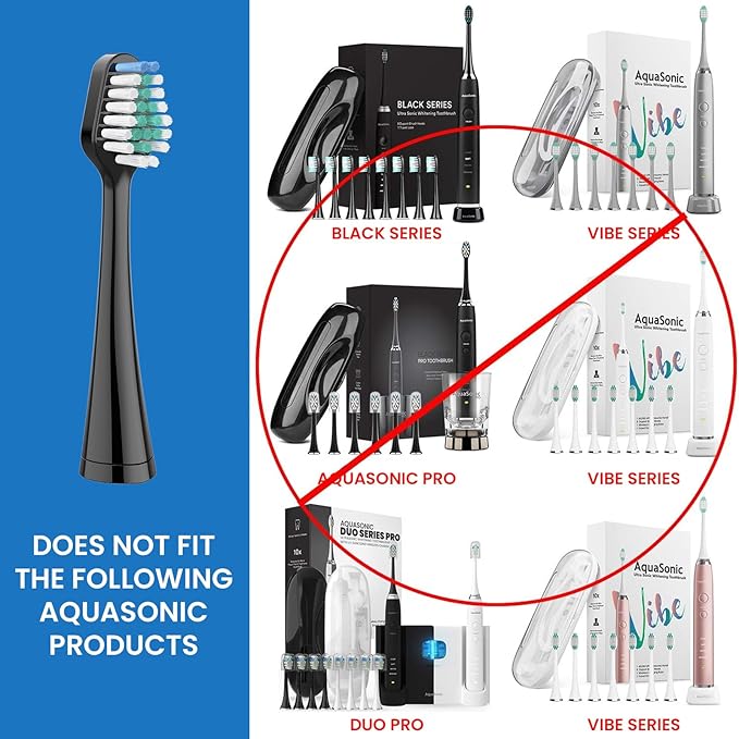 Harobey Replacement Toothbrush Heads for AquaSonic Duo Series and Home Dental Center Electric Toothbruh, NOT Compatible with Duo Series Pro, 5 White + 5 Black