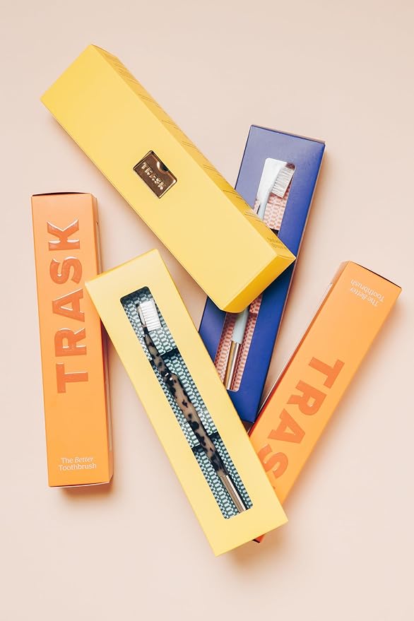 TRASK The Better Brush - Luxury Soft Bristle Dentist Designed Manual Toothbrush for Adults, Gold Rush