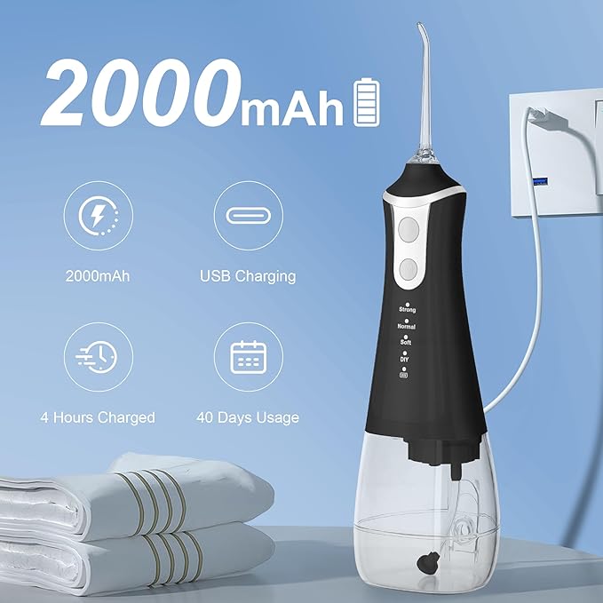 Electric Flosser Water Flosser Portable Dental Flosser Oral Cleaning (L11 Black)