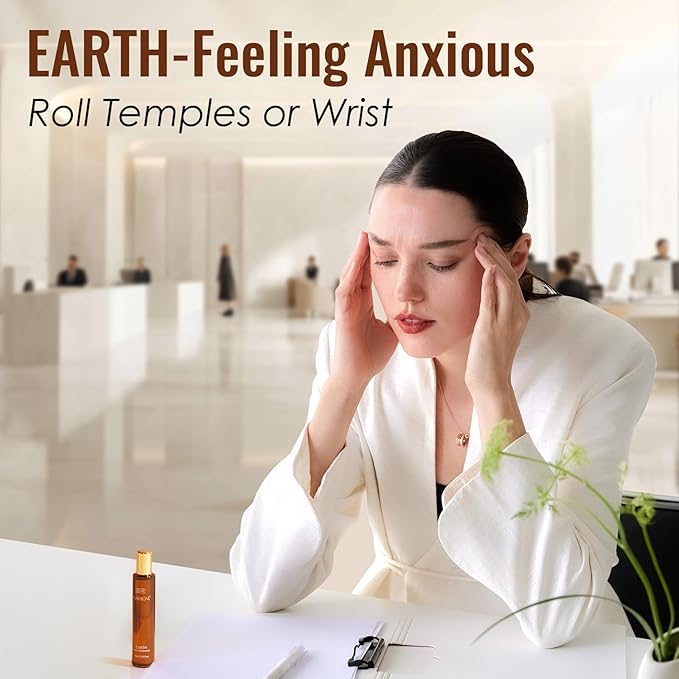 MATRUM Deep Relax & Ease Anxiety Essential Oil Roll On Set, 100% Pure Aromatherapy Oils for Stress Relief, Calming & Emotional Balance, Pet Friendly, Portable, Wood & Earth Duo, 1 Fl Oz