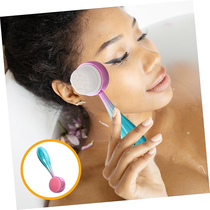 Dual-Sided Face Cleaning Brush Manual Silicone Facial Brush for Skin Exfoliating Face Scrubber Lip Scrubber Facial Cleansing Tools Travel-Friendly