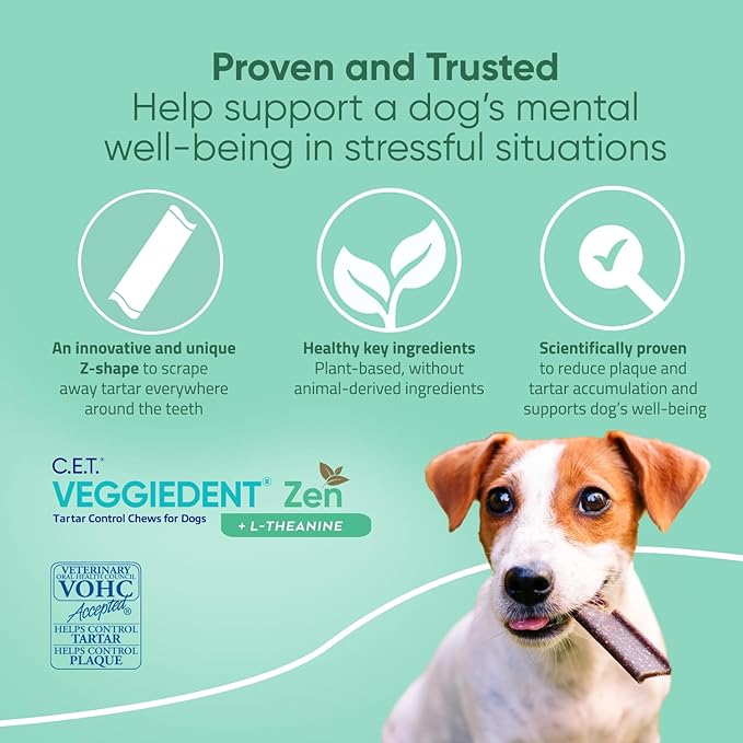 Virbac C.E.T. VEGGIEDENT Zen Tartar Control Chews for Dogs - Medium