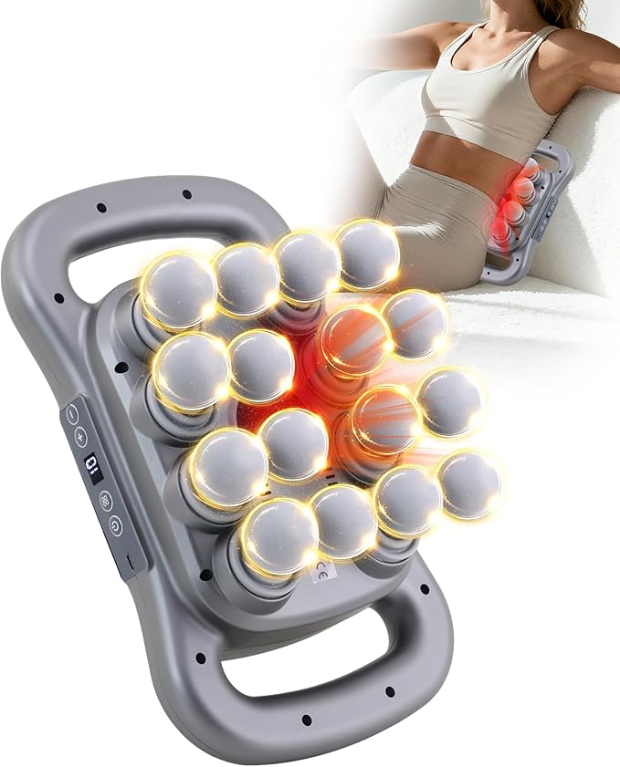 16-Head Massage Gun, Deep Tissue Percussion Massager with 9 Modes & 9 Intensities, 2600mAh Battery Back Bassager for Pain Relief Deep Tissue for Muscle Pain Relief in Back, Legs, Shoulders