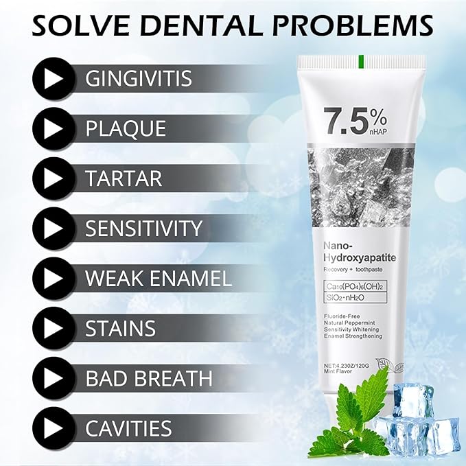 Hydroxyapatite Toothpastes for Enamel Protection and Tooth Strengthening, Gentle Mint, Safe for Sensitive Teeth, Daily Oral Care for Fresh Breath & Oral Health (4)
