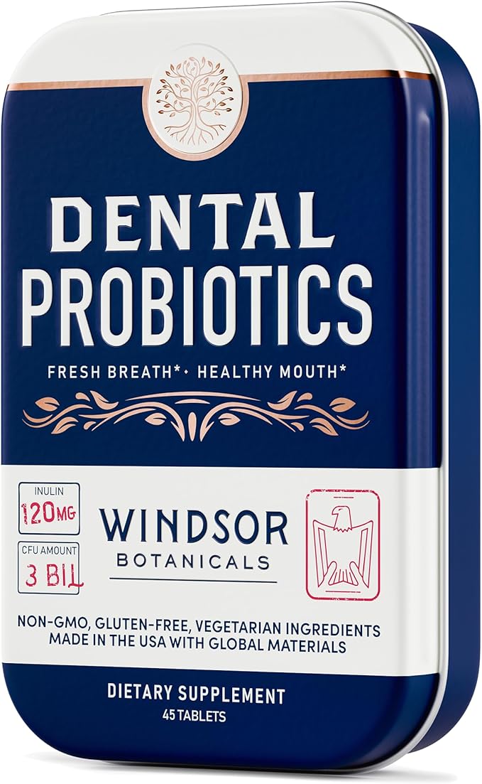 Dental Probiotics for Teeth and Gums - 3BN CFU Lactobacillus Salivarius Acidophilus Casei Tablets - Oral Probiotics for Mouth Bad Breath Treatment for Adults - 45 Chewable Dental Probiotic in a Tin