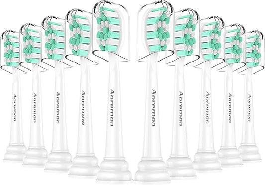 Aoremon Replacement Heads for Philips Sonicare c2 c1 Brush Head Compatible with Phillips Sonicare and More Click-on Electric Toothbrush, 10 Pack