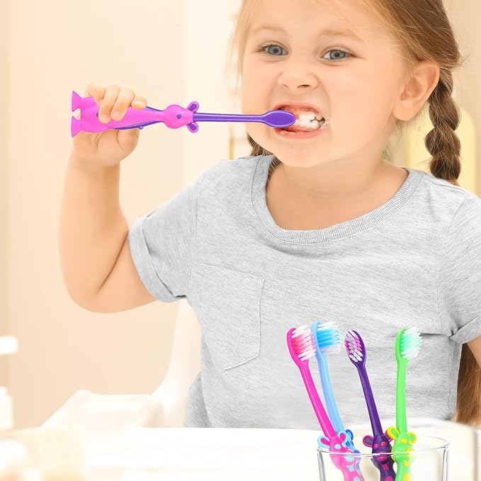 Gerrii Kids Toothbrushes Bulk Soft Lovely Little Kangaroo with Covers Suction Cup Individually Wrapped for Children Toddler Home School Camp Daycare Travel (150 Pcs)