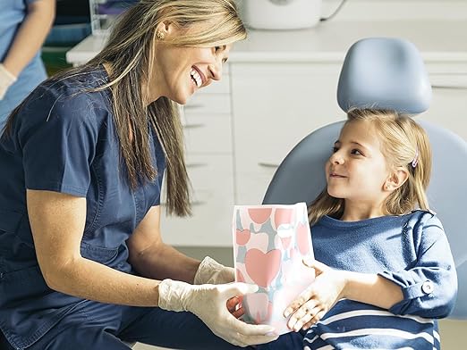 300 Pack Dental Bags, Tooth Patient Care Dental Bags, 9 x 8 Inches dental goodie bags, for Dental Clinics, Schools and Patient use (Mixed Styles – 4 Tooth Designs)