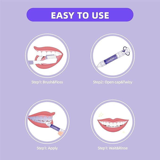 Teeth Whitening Gel Pens V34 Purple Teeth Whitener Non Sensitive 25% Carbamide Peroxide Teeth Color Corrector Whitening, (3X) 4ml / Pen