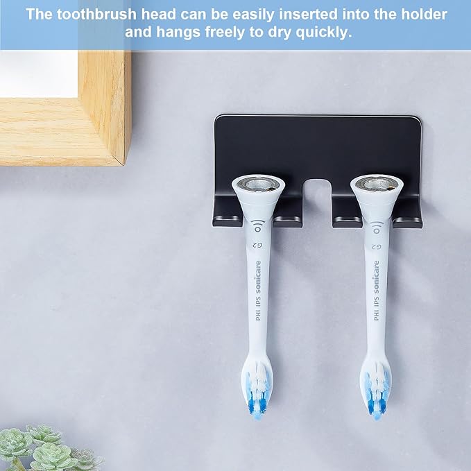 Electric Toothbrush Head Holder, Toothbrush Holders Wall Mounted, Electric Toothbrushs Holder, Bathroom Shower Tooth Brushing Holder, Tooth Brush Head Holder Organiser (Black, Small)