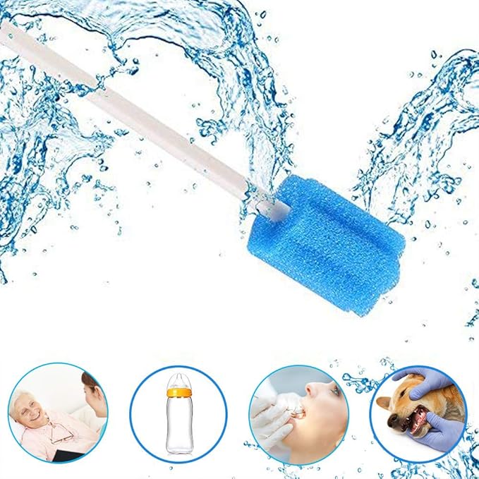 Wellgler's Disposable oral swabs,mouth swabs sponge Dental Swabs Unthreated （100pcs Blue)