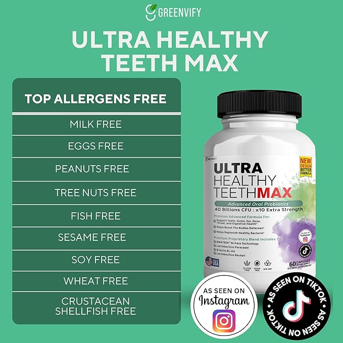 Ultra Healthy Teeth Max Probiotic Supplement, 40 Billion CFU, 60 Capsules, Advanced Oral Health (1)