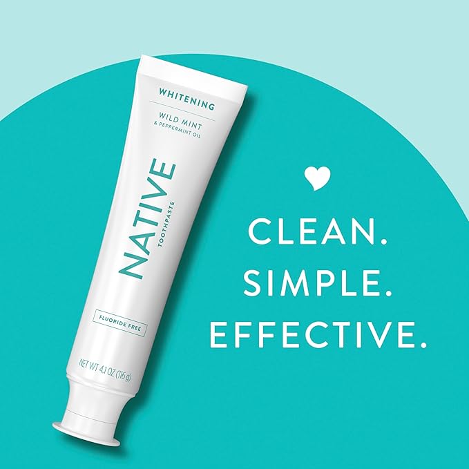 Native Whitening Wild Mint & Peppermint Oil Fluoride Free Toothpaste, 4.1 oz Pack of 3