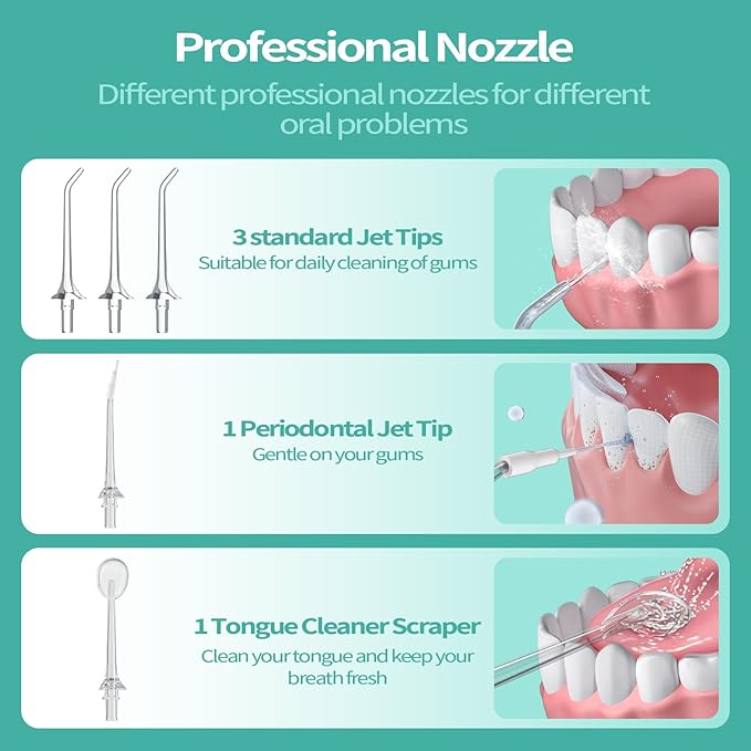 New Water Flosser for Teeth Cleaning, 260ML Portable Cordless Oral Irrigator with DIY Strength, 4 Cleaning Modes, IPX7 Waterproof Rechargeable Water Dental Pick Flosser for Home, Travel