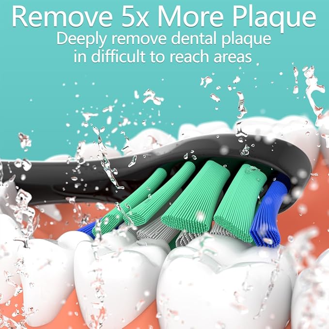 Replacement Heads Compatible with Sonicare Toothbrush, Replacement Brush Head for Philips Sonicare Electric Toothbrush 4100 5100 6100 9900 C2 W3 and More Click-on Handles 12 Black