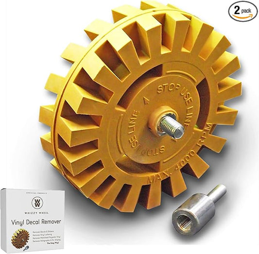 4 Inch Decal Remover Eraser Wheel - Easily Remove Car Stickers, Adhesive, Glass, Metal, Emblem, Vinyl and Pinstripes - Rubber Wheel with Drill Adapter for Quick and No Scratch Application