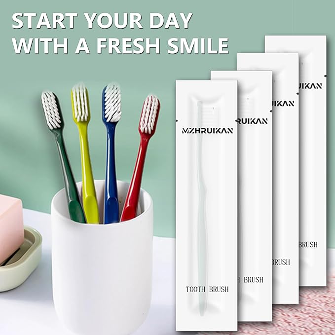 20 PCS Disposable Toothbrushes, Bulk Individually Wrapped Toothbrushes, Travel Toothbrush Pack, Ultra Soft Bristles & Non-Slip Handle, Perfect for Home, Travel, Hotel, Donation (20 Pieces)