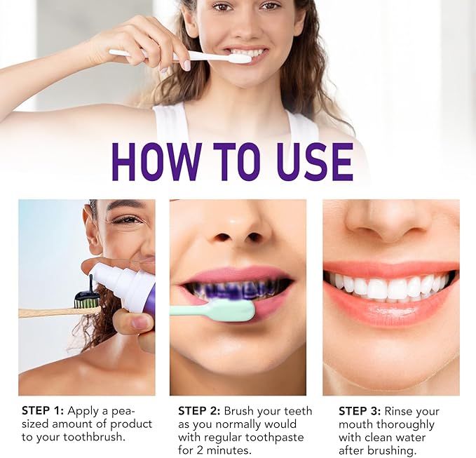 Purple Toothpaste, Teeth Whitening Colour Corrector Toothpaste for Teeth Whitening, Color Correcting Technology, Natural Removal Surface Stain