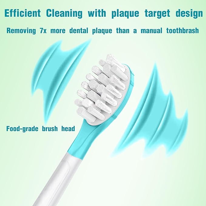 Pink Kids Replacement Toothbrush Head for 7+ Child Soft Brush 8 Pack & 8 Hygienic Cover Compatible with Phillps Kids Electric Toothbrush HX6321 HX6340 HX6032 HX6320 HX6042 8 Pack