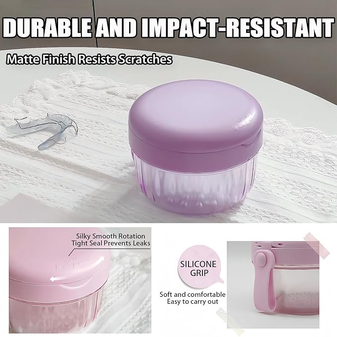 Denture Case, Leak-Proof Denture Bath Cup for Travel, Large-Capacity Denture Storage Cup, Comprehensive Cleaning Kit for Dentures, Retainers and Night Guards