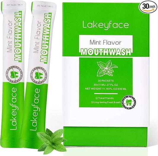 Mouthwash, 30 Packets Travel Mouth Wash for Adults, Alcohol Free, Mini Mouthwash for Travel Essential, TSA Approved Mouthwashs Bulk Pocket Size On The Go,Mint,11ml/0.37FL.OZ Each