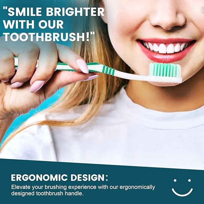 Navona 30 PCS Premium Individually Wrapped Bulk Toothbrush Pack, Disposable Toothbrushes, Kids Toothbrush, Medium Soft Bristle Toothbrushes, Ergonomics Handle, Perfect for Travel Hotel Donation