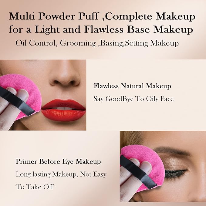 Powder Puff Daubigny 6 PCS Powder Puffs Makeup Puff Face Soft Triangle Powder Puff for Loose Powder Mineral Powder Body Velour Cosmetic Foundation Sponges Blender Beauty Makeup Tools(Rose Red Black)