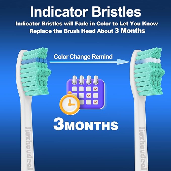 Toothbrush Replacement Heads for Philips Sonicare E-Series, Essence, Elite, Advance, CleanCare Screw-on Electric Toothbrush Heads HX7022/66, 6 Pack
