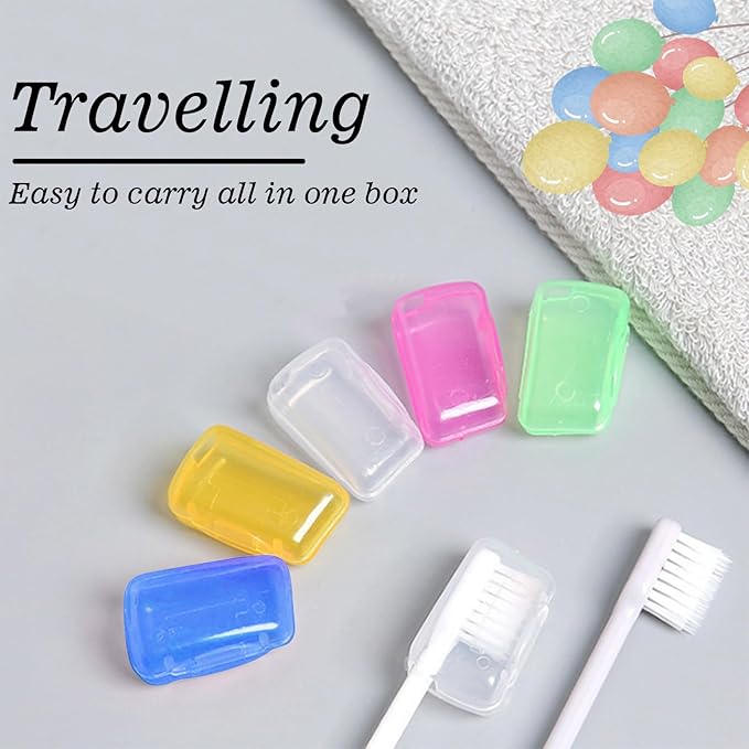 100 Packs Toothbrush Covers Cap, Portable Travel Toothbrush Head Cover, Manual & Electric Protector Clip Case for Bathroom Camping Home School Business Hotel Outdoor