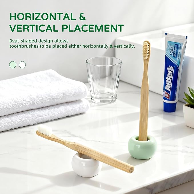 2Pcs Ceramic Toothbrush Holders for Bathrooms Countertop Toothbrush Holder Makeup Brush Holder Pen Holder Razor Holder Tooth Brush Holder Toothbrush Stand Bathroom Accessories