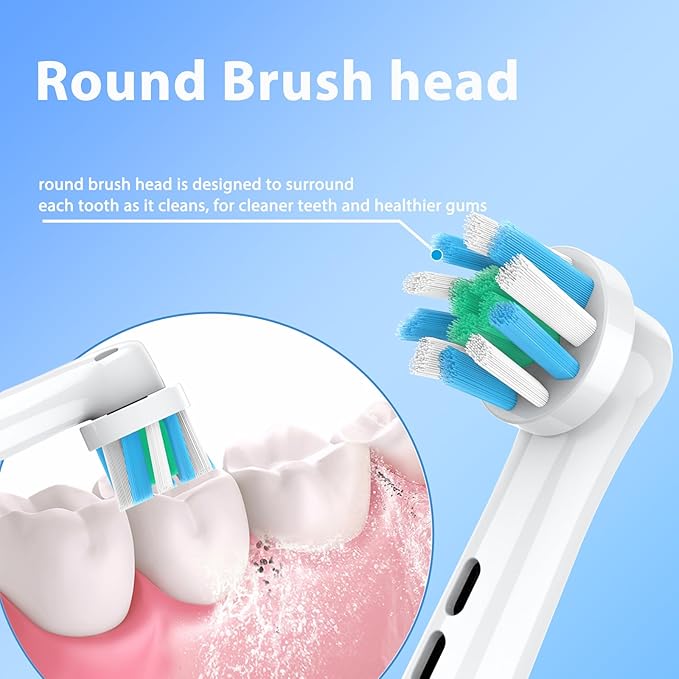 Replacement Heads Compatible with Oral B Braun Pro 100, 500, 1000, Vitality, Smart, Genius, Cross Bristles for Deeper Plaque Removal, Pack of 4 Electric Toothbrush Heads Refills, White