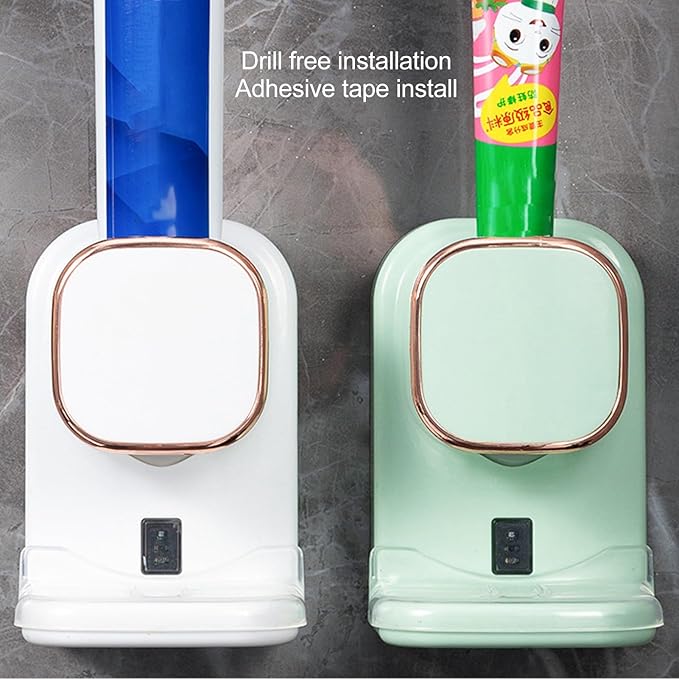Toothpaste Dispenser, USB Powered Wall Mount Adjustable Automatic Toothpaste Dispenser Electric Toothpaste Dispenser with Responsive Sensor for Bathroom (White)