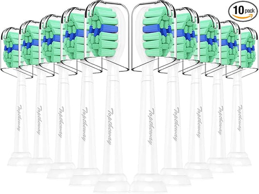 Toptheway Toothbrush Replacement Heads Compatible with Philips Sonicare ProtectiveClean DiamondClean C2 G2 W 4100 5100 5300 Plaque Control, 10 Pack
