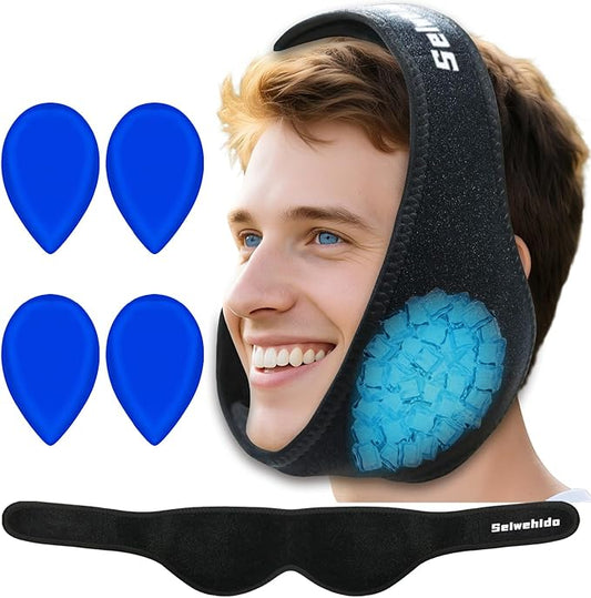 Wisdom Teeth Ice Pack Head Wrap Jaw Face Ice Pack with 4 Gel Packs for Wisdom Teeth Removal Extraction Toothache Pain Relief Facial Face Oral Surgery TMJ Tonsillectomy Recovery Cosmetic Procedure
