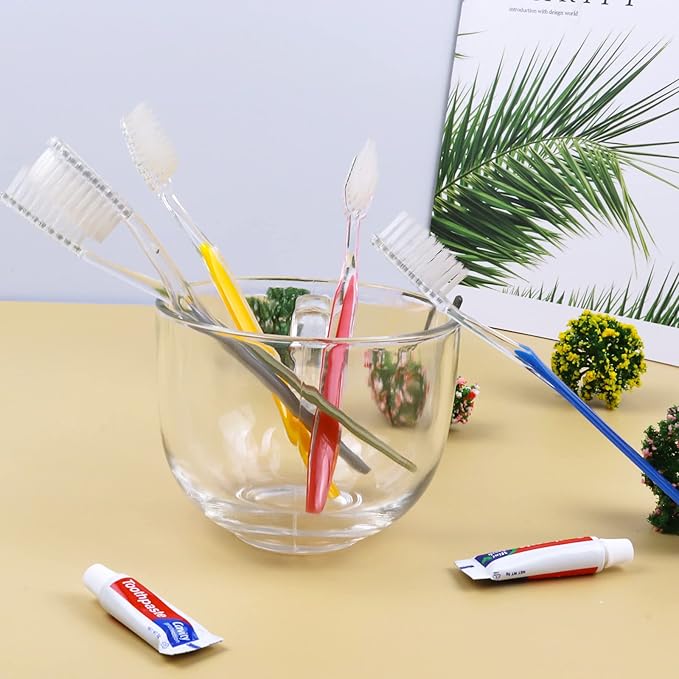30 Pack Disposable Toothbrushes with Toothpaste (5 Colors)