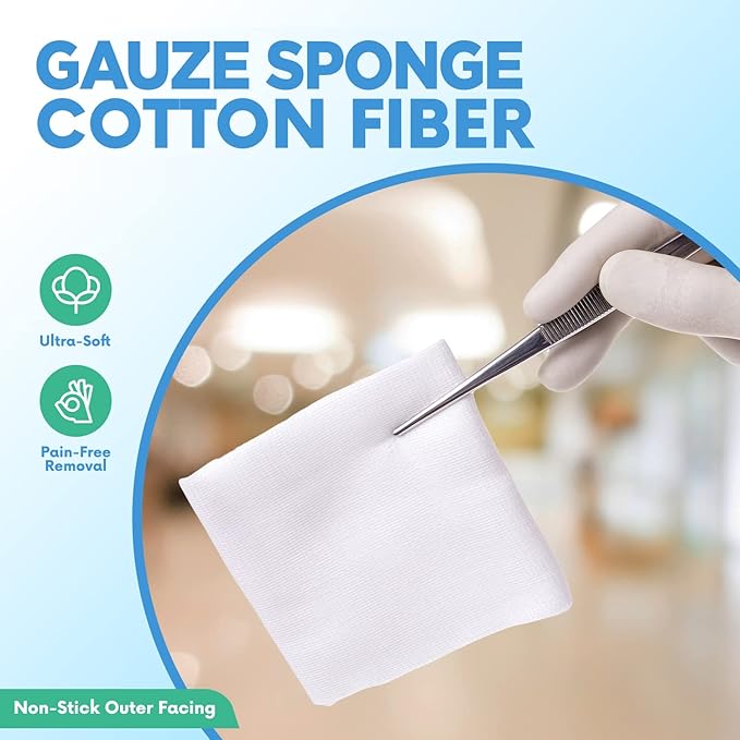 HEALQU Gauze Pads 2"x2" - 200-Pack, 4-Ply Non-Woven Sponges Non-Sterile, All-Purpose Dental and Surgical Sponges Including First Aid Kits and Medical Facilities