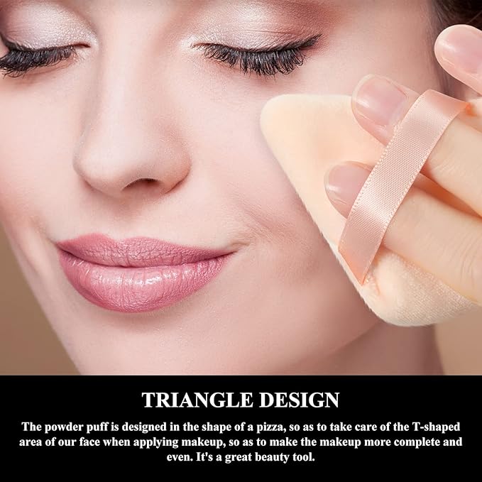 Maitys 12 Pieces Powder Puff Triangle Face Makeup Cosmetic for Loose Powder Soft Body Washable Reusable Foundation Sponge Mineral Wet Dry Makeup Tool for Women(Large, Small,Black, Nude Color)